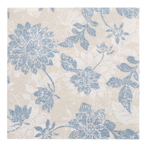 5 x 50 Servietten "ROYAL Collection" 1/4-Falz 40 cm x 40 cm arktikblau "Flowers"