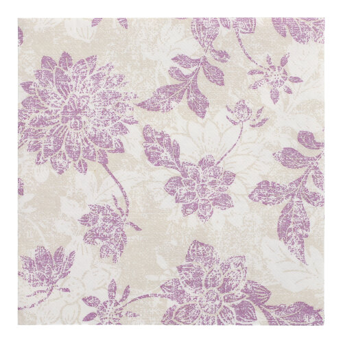 5 x 50 Servietten "ROYAL Collection" 1/4-Falz 40 cm x 40 cm lila "Flowers"