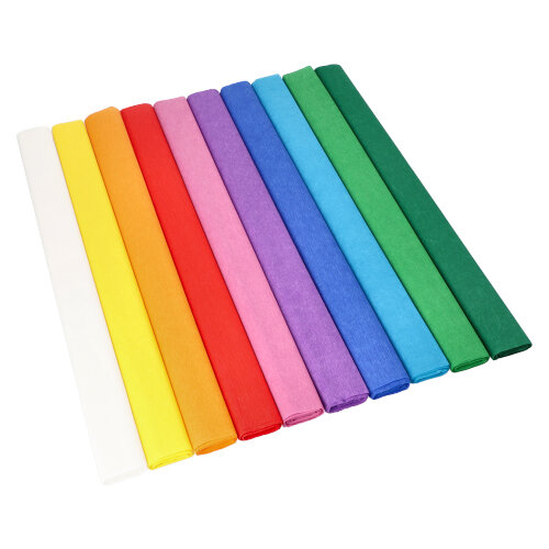 10 x 10 Krepp-Papier 2,5 m x 50 cm farbig sortiert wasserfest
