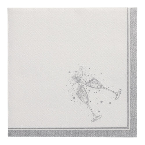 5 x 50 Servietten "ROYAL Collection" 1/4-Falz 40 cm x 40 cm silber "Festivities"