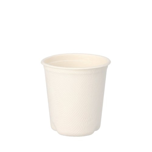 10 x 50 Trinkbecher Zuckerrohr "pure" 0,1 l Ø 6,3 cm · 6,5 cm weiss für Heißgetränke