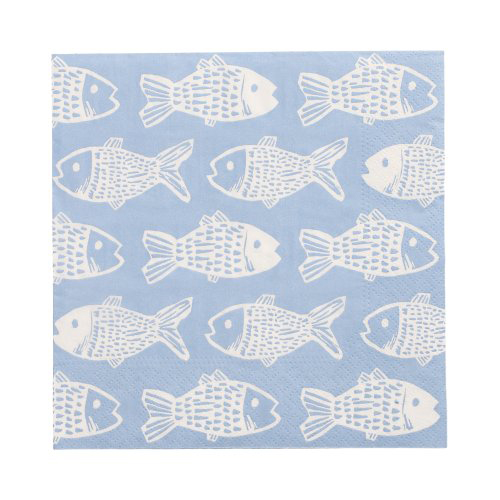 10 x 20 Servietten, 3-lagig 1/4-Falz 33 cm x 33 cm "Fish"