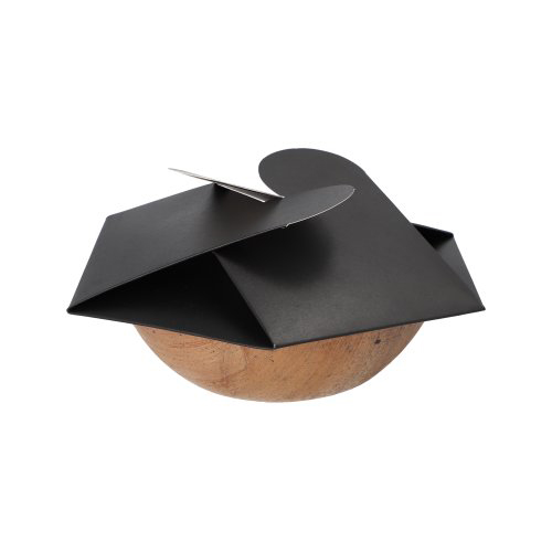 4 x 25 Schalen, Palmblatt rund 900 ml Ø 21 cm · 6 cm natur/schwarz mit separatem Flower-Lid