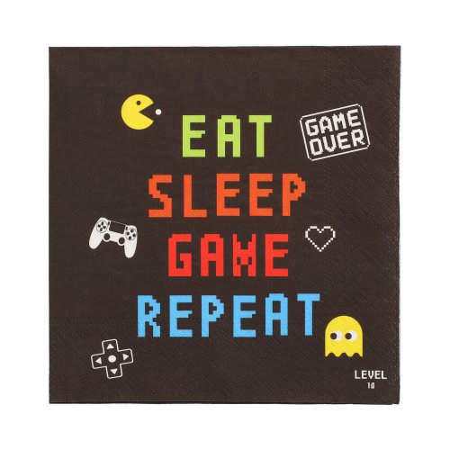 10 x 20 Servietten, 3-lagig 1/4-Falz 33 cm x 33 cm "Gamer"
