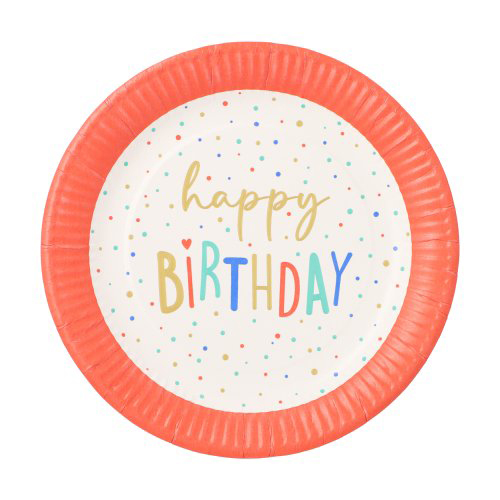 20 x 10 Teller, Pappe rund Ø 23 cm "Happy Birthday"