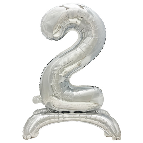 24 x Folienluftballon 73 cm silber "2" stehend