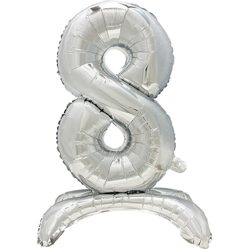 24 x Folienluftballon 73 cm silber "8" stehend