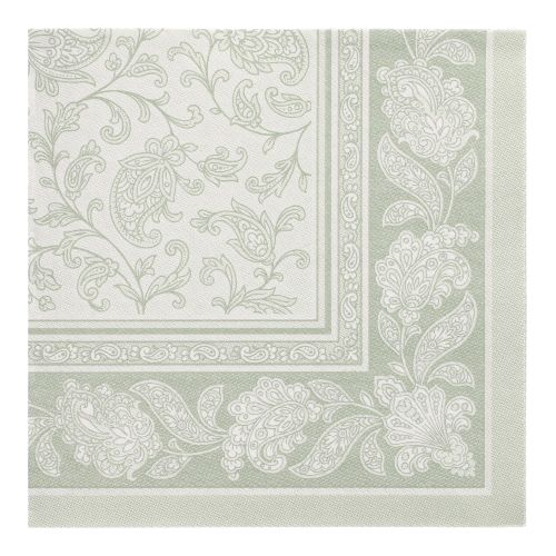 8 x 20 Servietten "ROYAL Collection" 1/4-Falz 40 cm x 40 cm jadegrün "Ornaments"