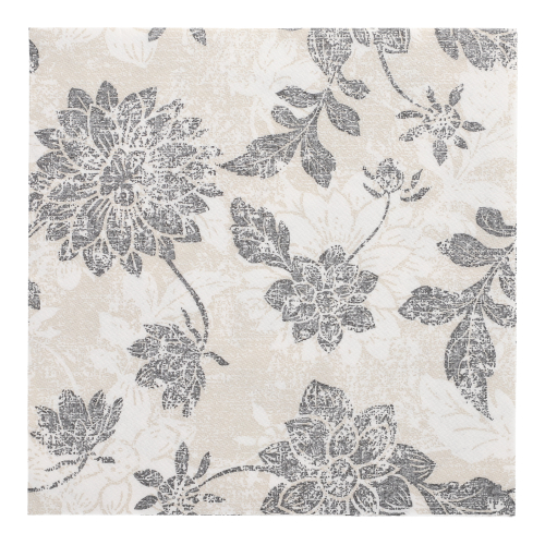 8 x 20 Servietten "ROYAL Collection" 1/4-Falz 40 cm x 40 cm anthrazit "Flowers"