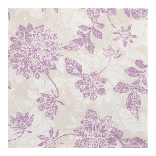 8 x 20 Servietten "ROYAL Collection" 1/4-Falz 40 cm x 40 cm lila "Flowers"