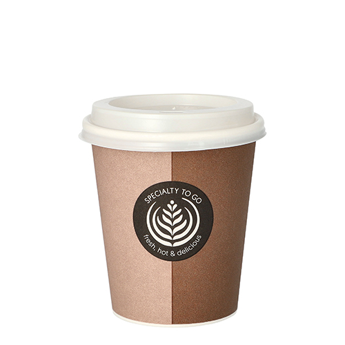 8 x 10 Trinkbecher, Pappe mit Deckel, PS "To Go" 0,2 l Ø 8 cm · 9,1 cm