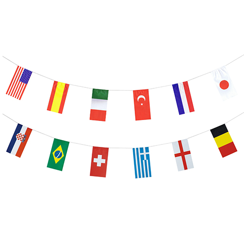 10 x Flaggenkette, Papier 10 m "32 Nations" schwer entflammbar