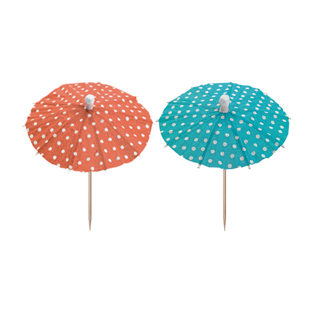 20 x 10 Deko-Picker 10 cm farbig sortiert "Eisschirmchen Dots"
