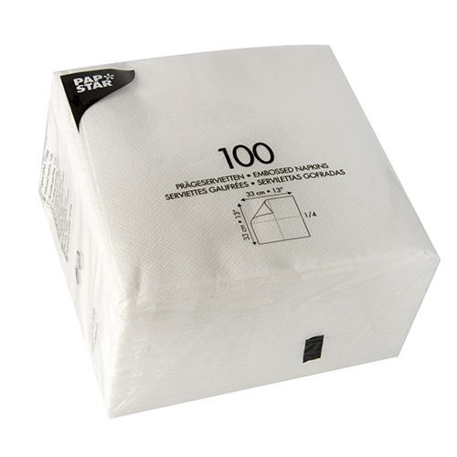 4 x 1200 Servietten, 1-lagig 1/4-Falz 33 cm x 33 cm weiss