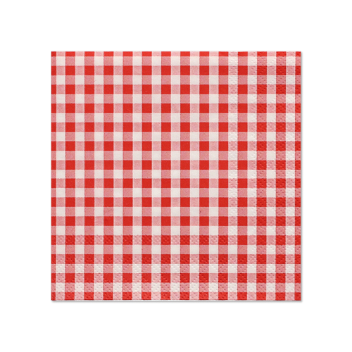 14 x 20 Servietten, 3-lagig 1/4-Falz 25 cm x 25 cm rot "Vichy Karo"