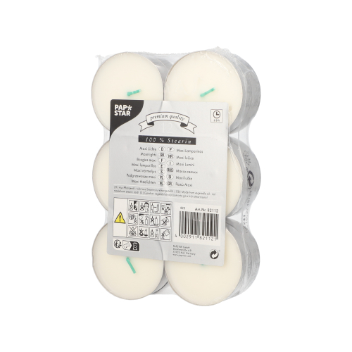 12 x 12 Maxi Lichte Ø 59 mm · 20 mm weiss aus 100 % Stearin