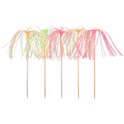 10 x 100 Deko-Picker 15,5 cm neon "Feuerwerk"