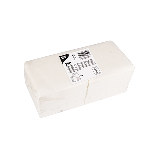 8 x 250 Servietten, 2-lagig 1/4-Falz 24 cm x 24 cm weiss