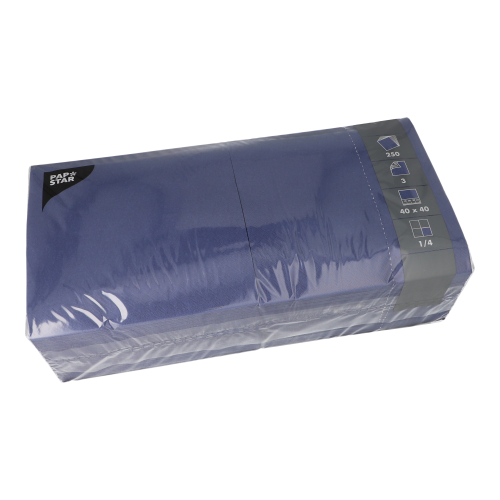 4 x 250 Servietten, 3-lagig 1/4-Falz 40 cm x 40 cm dunkelblau