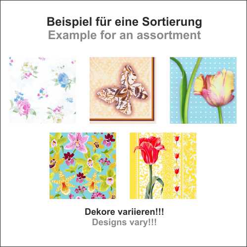 45 x 20 Servietten, 3-lagig 1/4-Falz 33 cm x 33 cm sortiert