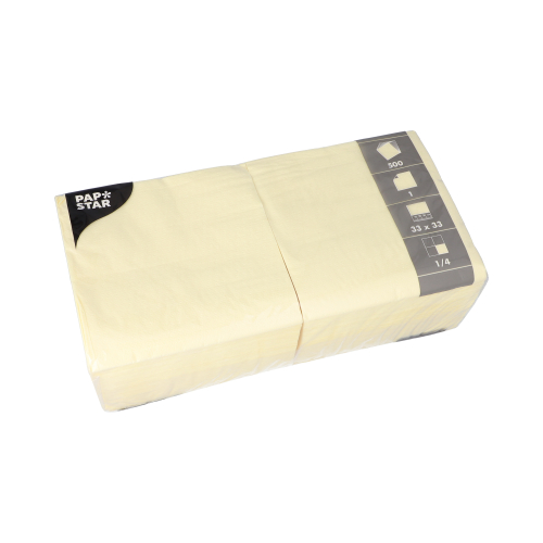 10 x 500 Servietten, 1-lagig 1/4-Falz 33 cm x 33 cm creme