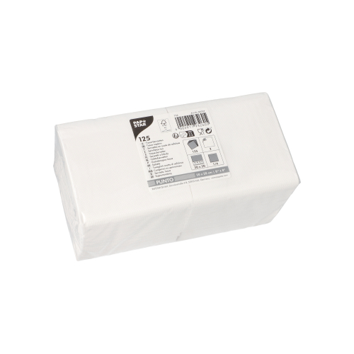16 x 125 Servietten, 2-lagig "PUNTO" 1/4-Falz 20 cm x 20 cm weiss