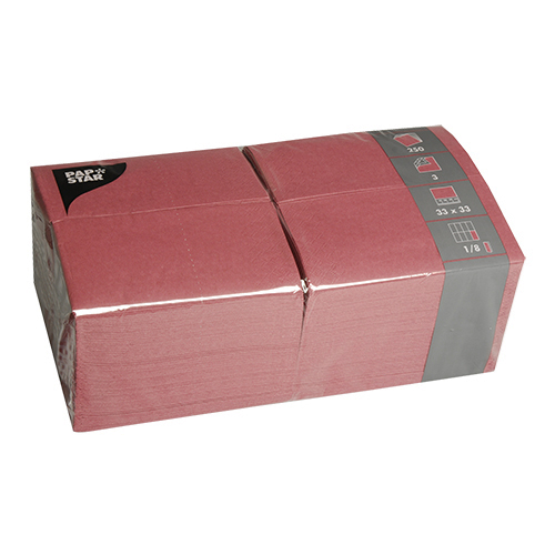 4 x 250 Servietten, 3-lagig 1/8-Falz 33 cm x 33 cm bordeaux