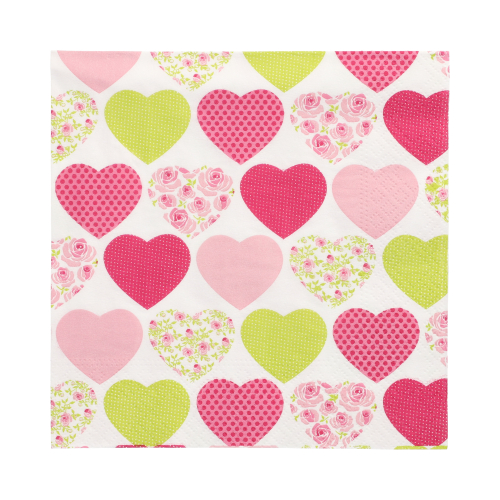 10 x 20 Servietten, 3-lagig 1/4-Falz 33 cm x 33 cm "Sweetheart"