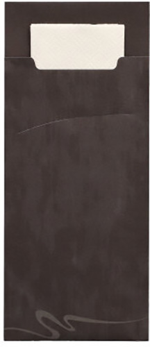 520 Bestecktaschen 20 cm x 8,5 cm schwarz inkl. weißer Serviette