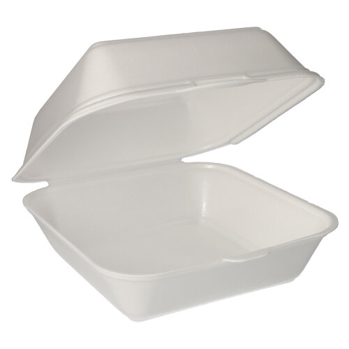 2 x 100 Hamburger-Boxen mit Klappdeckel, XPS 11 cm x 20 cm x 20 cm weiss laminiert XXL