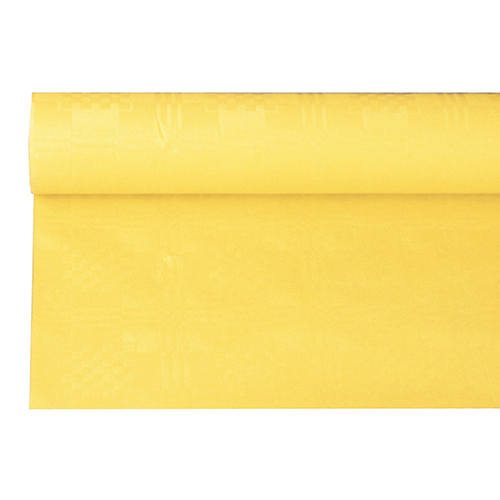 12 x Papiertischtuch mit Damastprägung 6 m x 1,2 m gelb