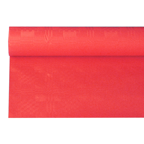12 x Papiertischtuch mit Damastprägung 6 m x 1,2 m rot