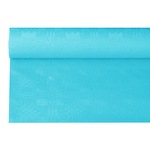 12 x Papiertischtuch mit Damastprägung 6 m x 1,2 m türkis