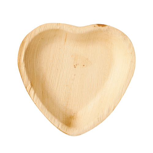 4 x 25 Teller, Palmblatt "pure" 15,5 cm x 3 cm "Herz"