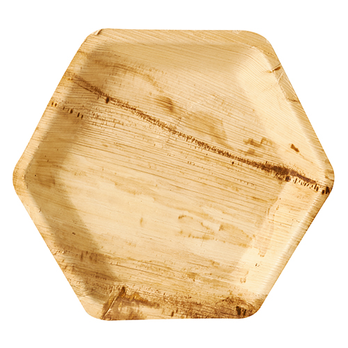 4 x 25 Teller, Palmblatt "pure" 6-eckig 23,5 cm x 3 cm