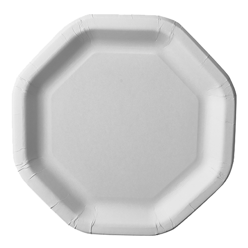 10 x 50 Teller, Pappe "pure" 8-eckig 23,5 cm x 23,5 cm weiss