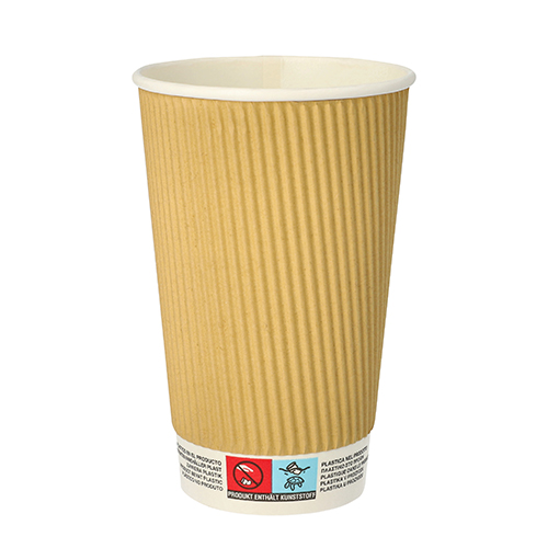 20 x 25 Trinkbecher, Pappe 0,4 l Ø 9 cm · 13,7 cm natur Ripple Wall