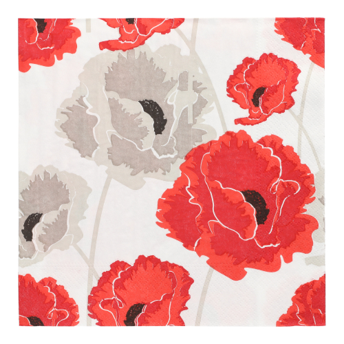10 x 20 Servietten, 3-lagig 1/4-Falz 40 cm x 40 cm "Poppy"