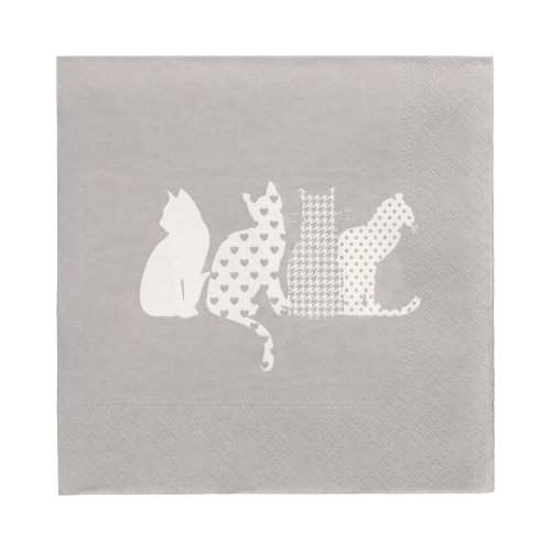 10 x 20 Servietten, 3-lagig 1/4-Falz 33 cm x 33 cm "Cats"