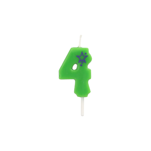 15 x Zahlenkerze, Mini 6,8 cm grün "4"