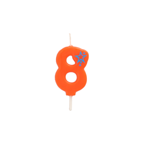 15 x Zahlenkerze, Mini 6,8 cm orange "8"