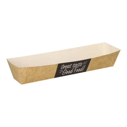14 x 50 Snacktrays, Pappe "pure" 3,5 cm x 3,3 cm x 18,5 cm "Good Food"