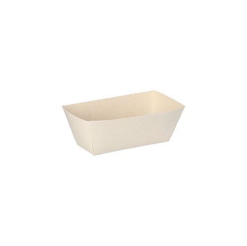 14 x 50 Saucentrays, Pappe "pure" 3,5 cm x 3 cm x 7 cm weiss "Good Food"