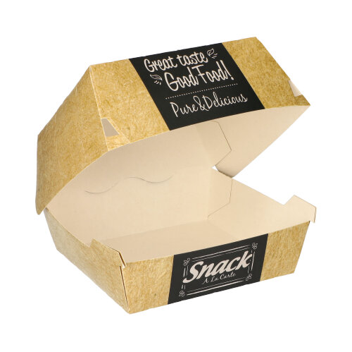 8 x 50 Burgerboxen, Pappe "pure" 7,8 cm x 11,5 cm x 11 cm "Good Food" groß