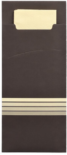 520 Bestecktaschen 20 cm x 8,5 cm schwarz/creme "Stripes" inkl. farbiger Serviette