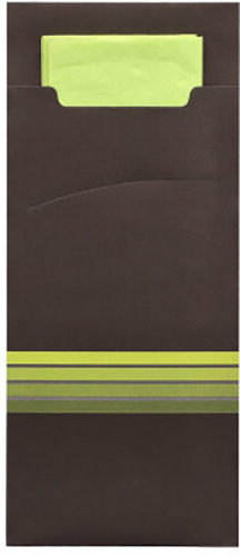520 Bestecktaschen 20 cm x 8,5 cm schwarz/limone "Stripes" inkl. farbiger Serviette