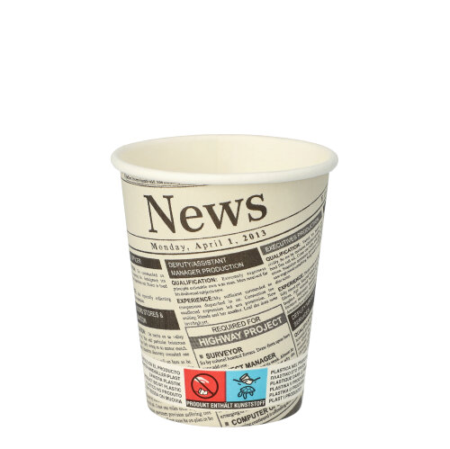 20 x 50 Trinkbecher, Pappe "To Go" 0,2 l Ø 8 cm · 9,2 cm "Newsprint"