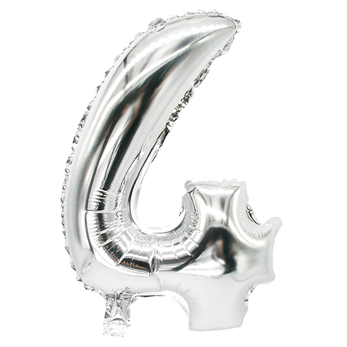 24 x Folienluftballon 35 cm x 20 cm silber "4"