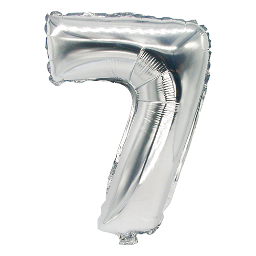 24 x Folienluftballon 35 cm x 20 cm silber "7"