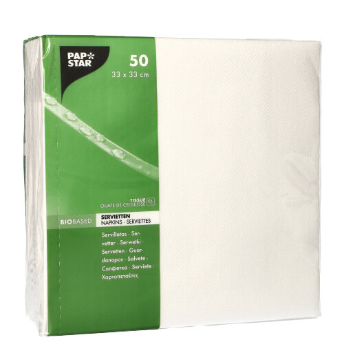 6 x 50 Servietten, 2-lagig 1/4-Falz 33 cm x 33 cm weiss